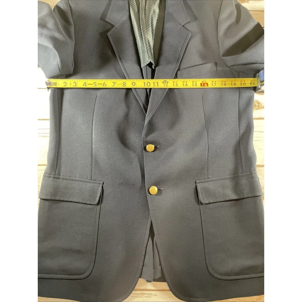VTG Bronley Mens Navy Blue Blazer with Gold Buttons Renberg's Tulsa Quiet Luxury